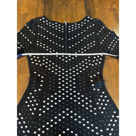 Milly Pointelle Knit Sweater Dress M Black White Fit & Flare Scoop Neck $395 - Picture 14 of 14